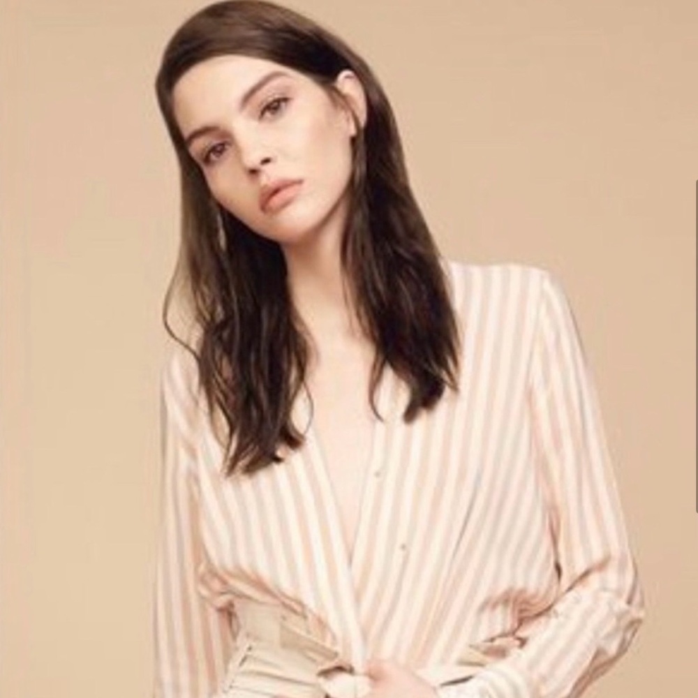 Cuyana Stripped Silk Blouse